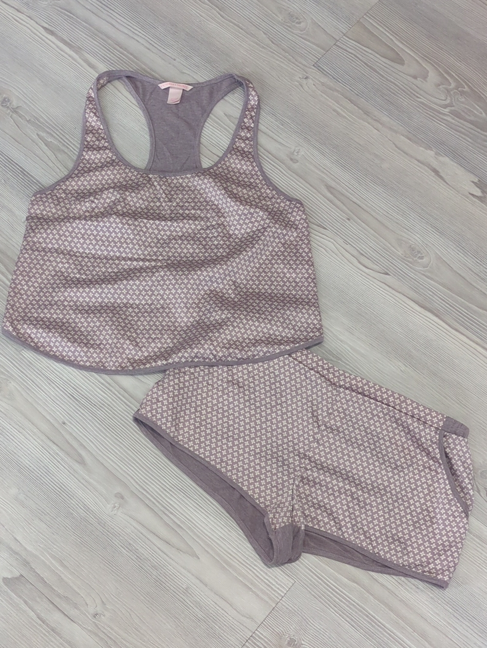 Victoria’s Secret Pajama Set Small Cami Shorts Gray Floral Sleepwear
